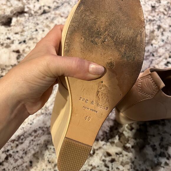 Y2K Rag & Bone Tan Leather Sahara Oxford Wedge Open Toe Booties 10 - Picture 6 of 7